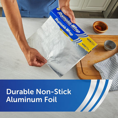 Reynolds_Wrap_Non_Stick_Aluminum_Foil,_Nonstick_Aluminum_Foil_Roll,_Prevents_Food_Sticking_and_Messy_Cleanup,_Great_for_Covering_Casseroles_and_leftovers,_43.33_Yards_x_12_Inches,_130_Sq.Ft.