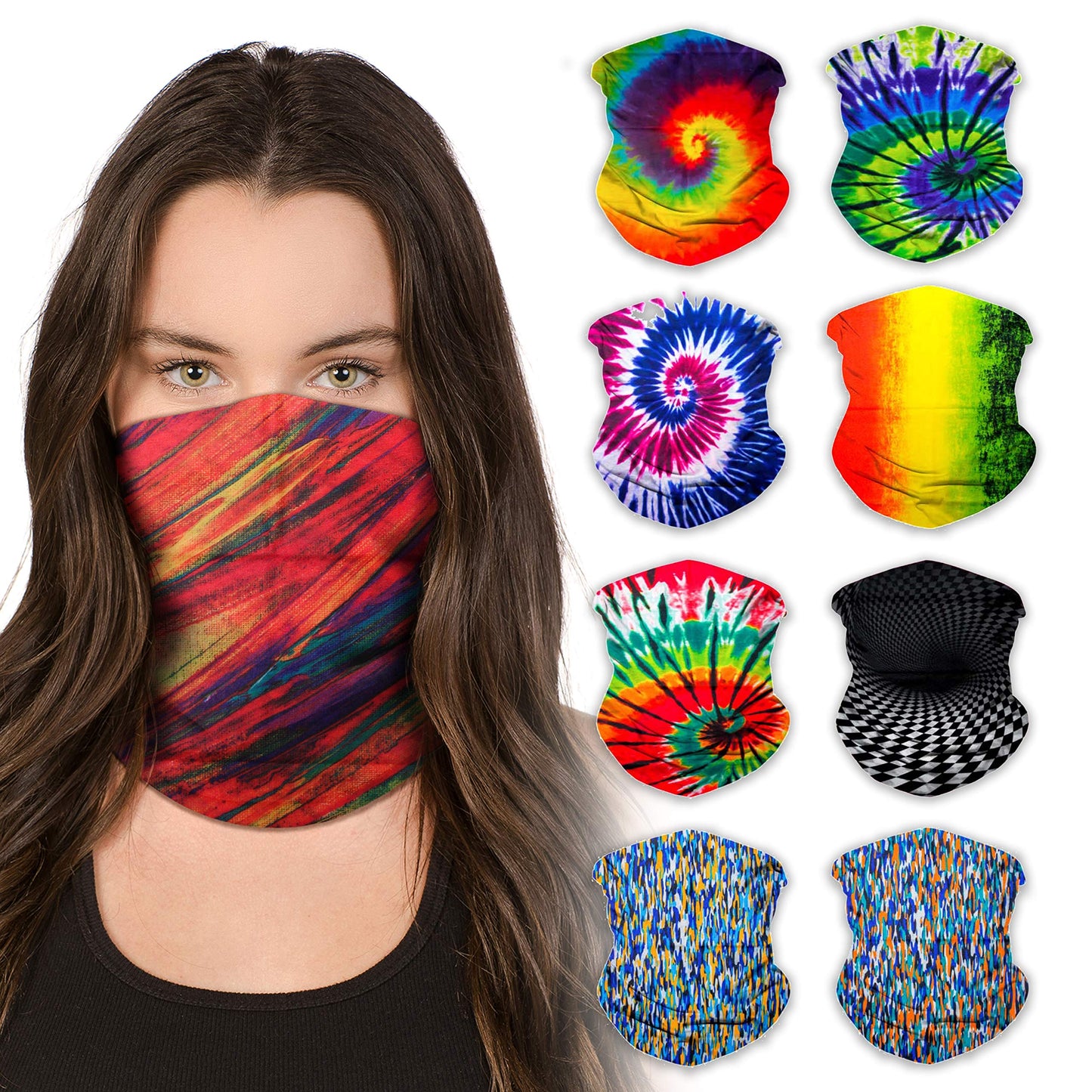 Sojourner Neck Gaiter, Bandana, Buff (9 Pack) - Face Cover for Men, Women, and Teens - Neck Warmer UV Sun Protection Gator