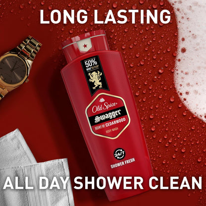 Old_Spice_Refreshing_Body_Wash_for_Men,_3X_Defense,_24/7_Shower_Fresh_with_Long_Lasting_Scent,_Red_Collection,_Swagger_with_Cedarwood_Scent,_24_oz_(Pack_of_4)