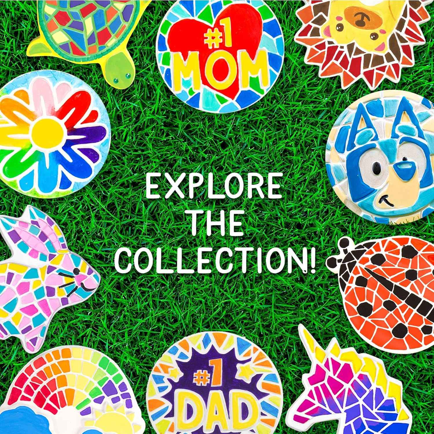 Creative Roots Paint Your Own Garden Stone, Craft Kits, Stepping Stones Kit for Kids, Ceramics to Paint, Ages 6+
