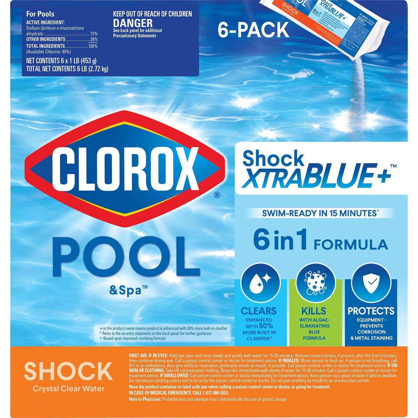 Clorox® Pool&Spa™ Shock XTRABLUE® Plus, Kills Bacteria & Algae in Swimming Pools, Swim-Ready in 15 Minutes