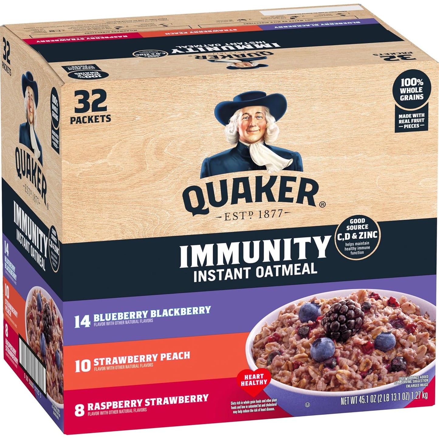Quaker_Immunity_Instant_Oatmeal,_3_Flavor_Variety_Pack,_Good_Source_of_Vitamins_C,_D,_&_Zinc,_Whole_Grains,_No_Artificial_Flavors,_No_Colors_from_Artificial_Sources,_1.41_oz_Packets,_(32_Pack)