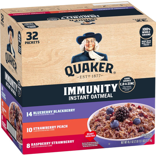 Quaker_Immunity_Instant_Oatmeal,_3_Flavor_Variety_Pack,_Good_Source_of_Vitamins_C,_D,_&_Zinc,_Whole_Grains,_No_Artificial_Flavors,_No_Colors_from_Artificial_Sources,_1.41_oz_Packets,_(32_Pack)