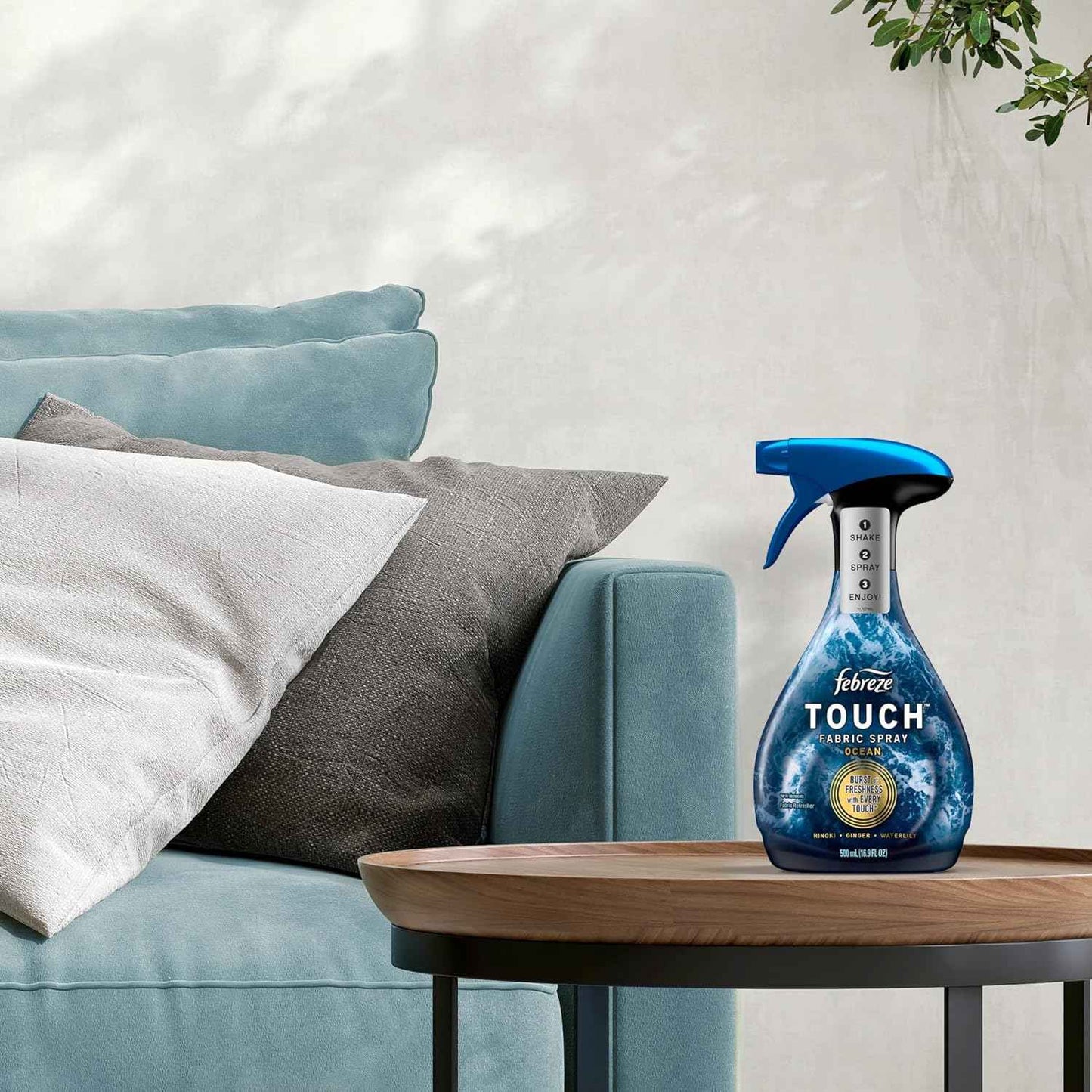 Febreze Touch Fabric Spray, Air Freshener, Odor-Fighting Fabric Refresher, Couch and Linen Spray, Sneaker Balls Alternative, Ocean and Mountain Scent, Multicolor, 16.9oz, 2ct