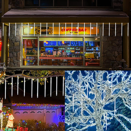 LJLNION_Meteor_Shower_Lights,_12_Inch_Outdoor_Icicle_Christmas_Lights,_8_Tubes_288_LED_Iciclelights_Snow_Falling_Light,_Connectable_Raindrop_Light,_Xmas_Wedding_Party_Tree_Holiday_Decor,_White