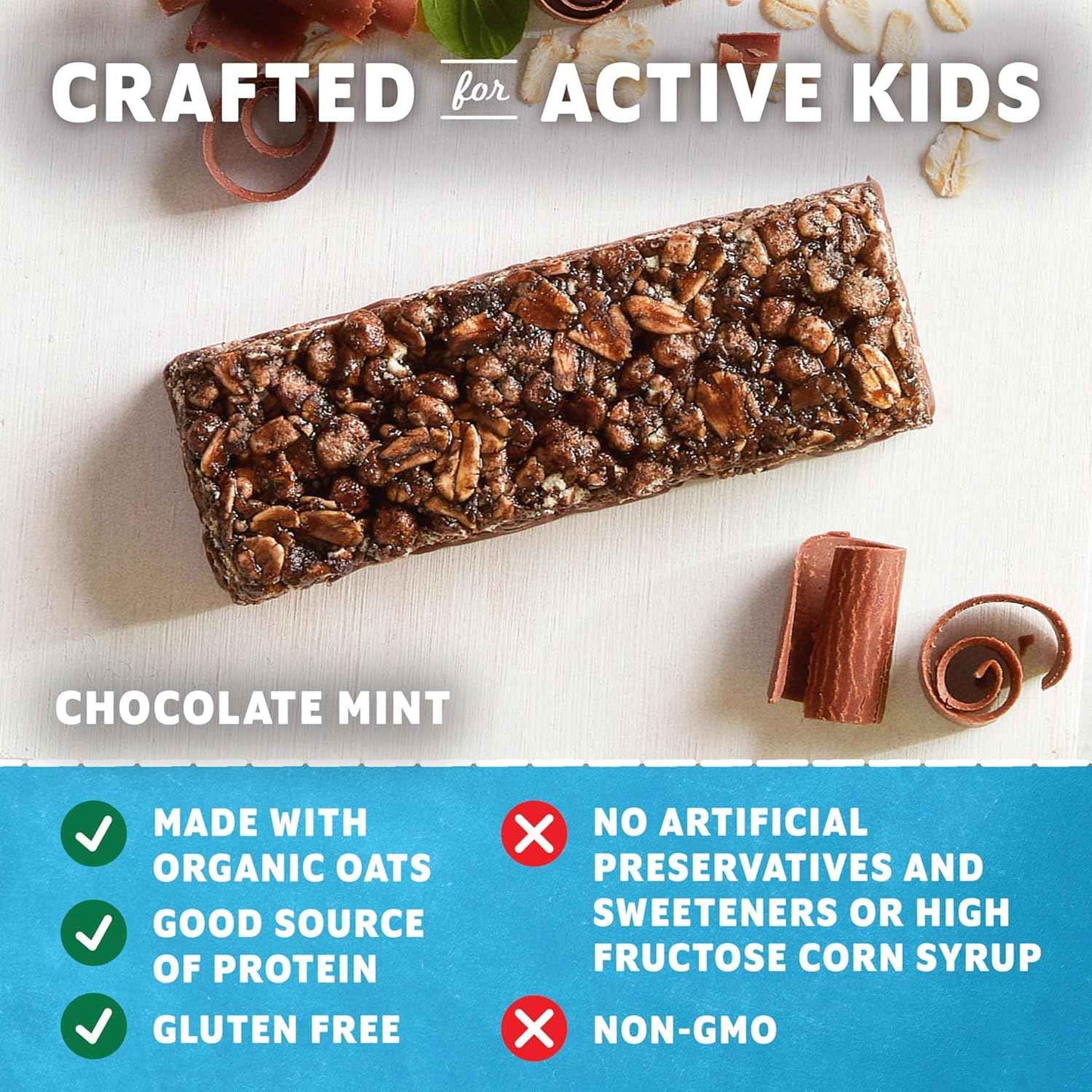Zbar Protein - Chocolate Flavored Mint - Crispy Snack Bars - Made with Organic Oats - Non-GMO - 5g Protein - Gluten Free Protein Bars (15 Pack)