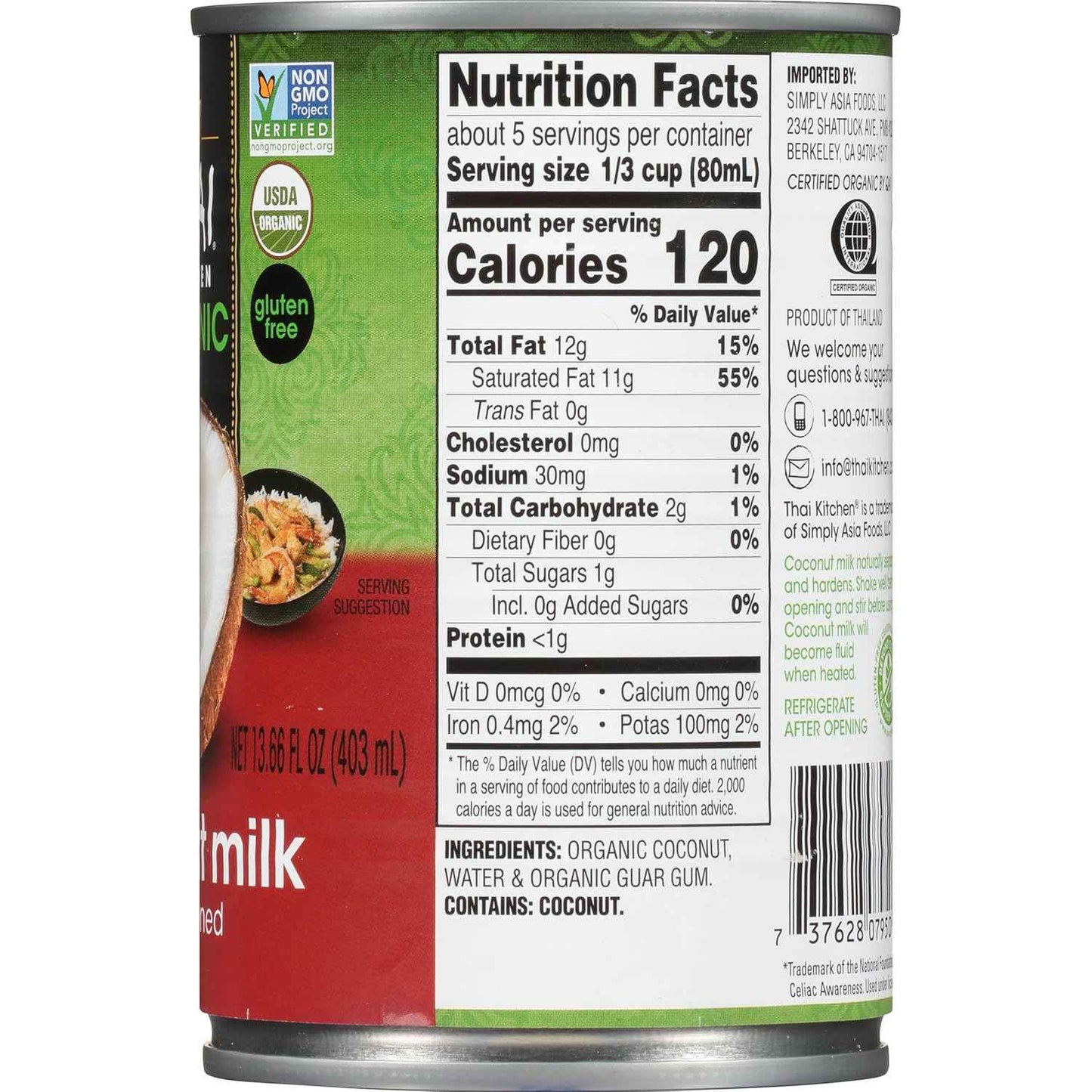 Thai Kitchen Organic Unsweetened, 13.66 fl oz