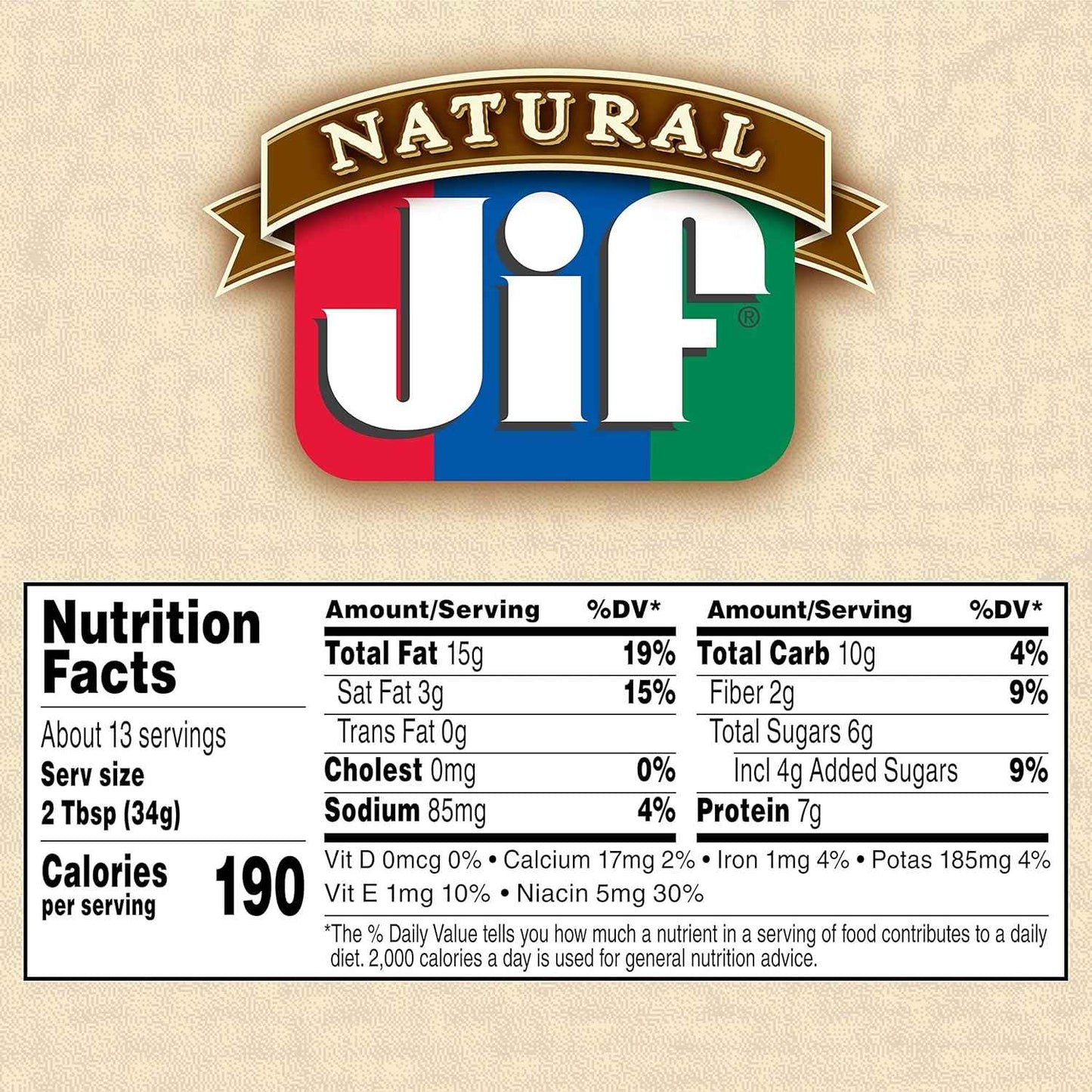 Jif Natural Creamy/ Natural Creamy with Honey/ Natural Crunchy