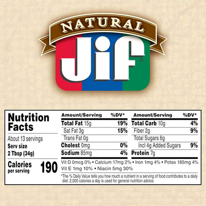Jif Natural Creamy/ Natural Creamy with Honey/ Natural Crunchy