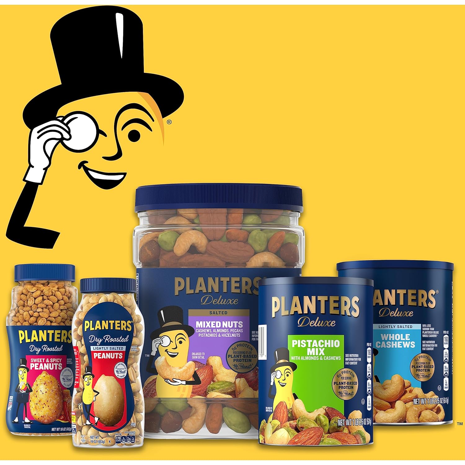 PLANTERS_Salted_Peanuts,_Dry_Roasted_Peanuts,_Party_Snacks,_Plant_Based_Protein,_Snacks_For_Adults,_16oz_(1_Jar)