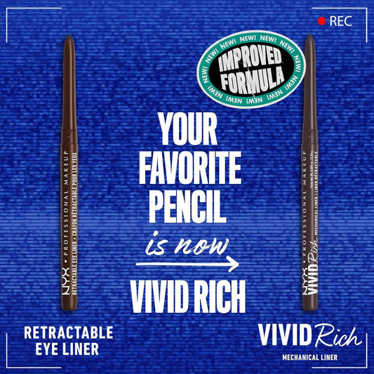 NYX PROFESSIONAL MAKEUP Vivid Rich Mechanical Eye Pencil, Vivid Rich Mechanical, Creamy Retractable Eyeliner - Brown Eyeliner