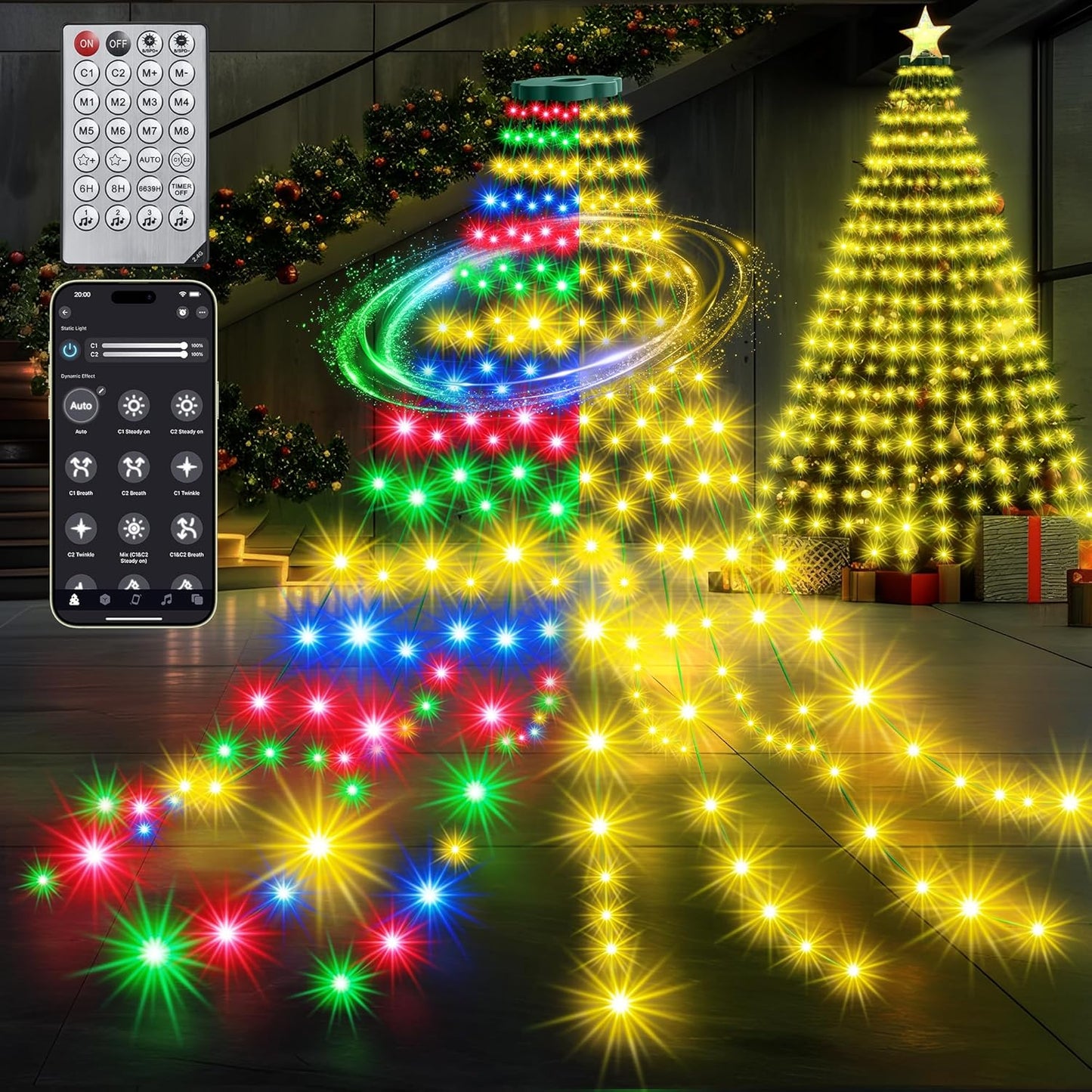 30+_Modes_Coated_Christmas_Tree_Lights_Indoor_with_Remote_-_7.5Ft_x_12_Lines_336_LED_Cascading_Twinkle_Lights_Ring_for_Christmas_Tree,_Smart_App_Outdoor_Waterproof_for_7_7.5_8_Ft_Xmas_Tree