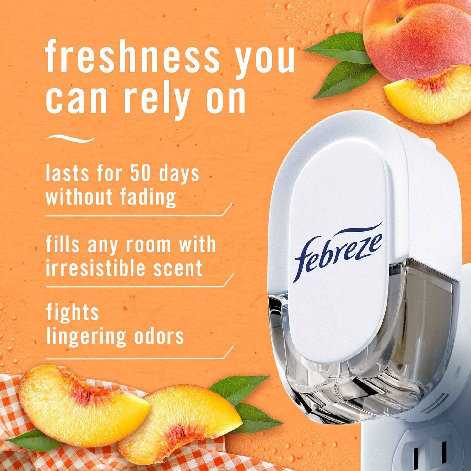 Febreze Plug In Air Freshener, Odor-Fighting Scented Oil Refill, Air Fresheners for Home and Bathroom and Kitchen, Long Lasting for Strong Odors
