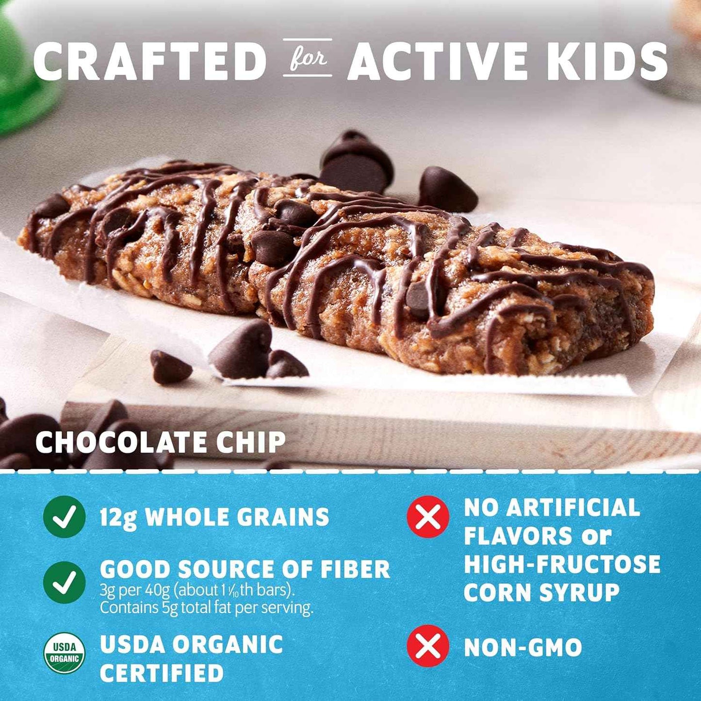 Zbar - Chocolate Chip - Soft-Baked Energy Snack Bars - Non-GMO - 12g Whole Grains - USDA Organic Granola Bars - Snacks for Kids (12 Pack)