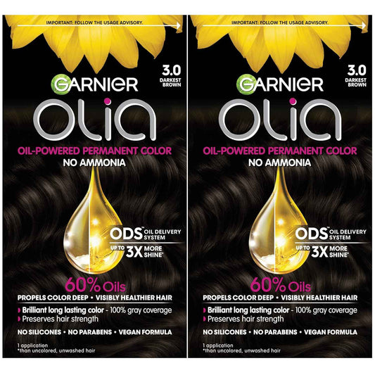 Garnier Olia Hair Color, Ammonia-Free Permanent Hair Dye, Oil-Powered Formula for 100% Gray Coverage and 3x Shinier Hair, Vegan & Cruelty Free