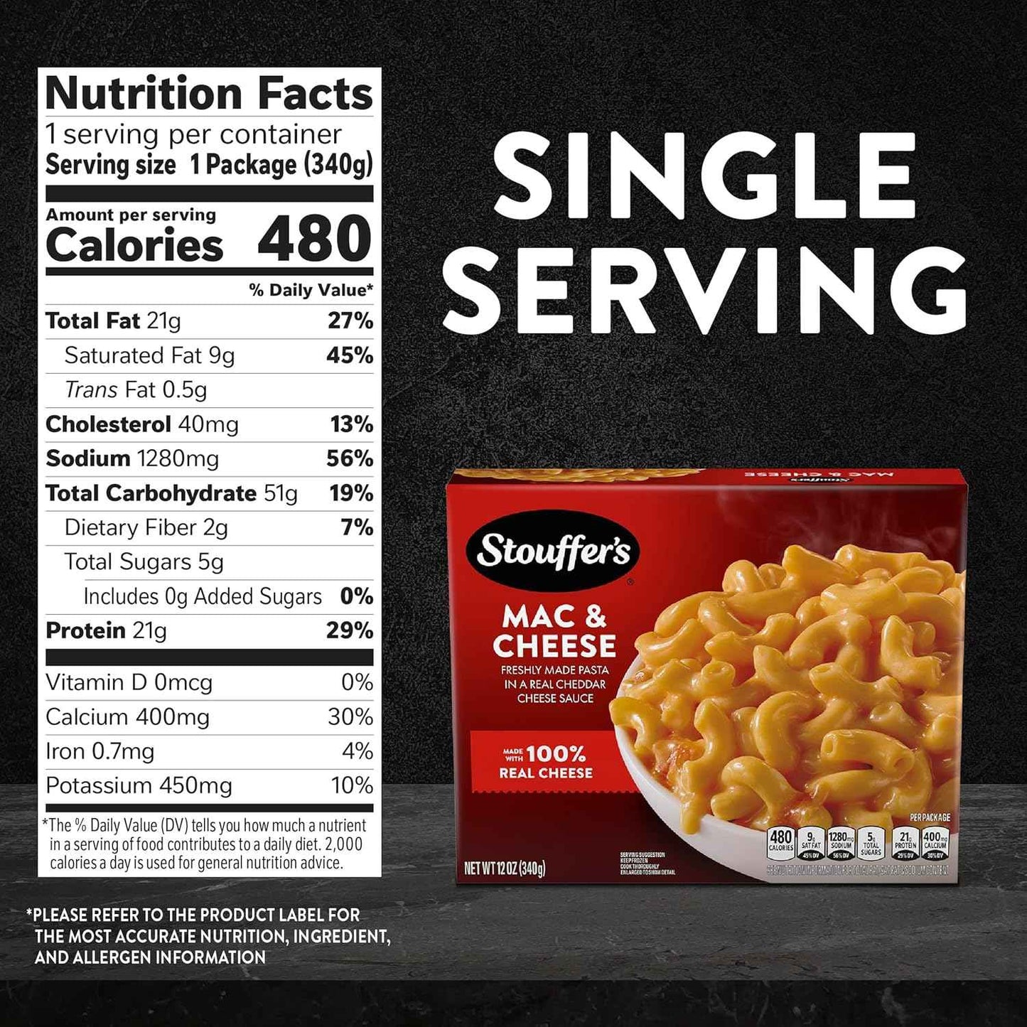 Stouffer's Macaroni And Cheese, Single Serve, Frozen Entrees For One, Easy Frozen Dinners 12 oz