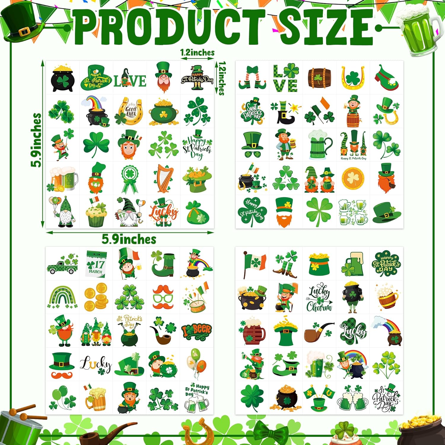 100_PCS_St_Patricks_Day_Tattoos,_Irish_Themed_St_Patricks_Day_Accessories_with_Green_Clover,_St_Patricks_Day_Temporary_Tattoos_for_St_Patricks_Day_Party_Favors_Decorations_Parade