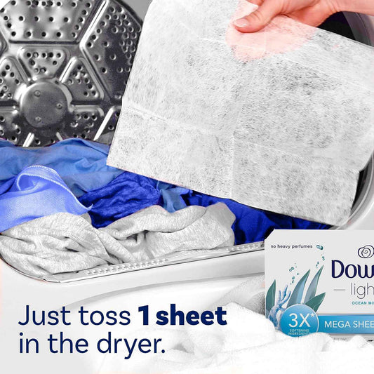 Downy Light Mega Dryer Sheets, Fabric Softener Dryer Sheets