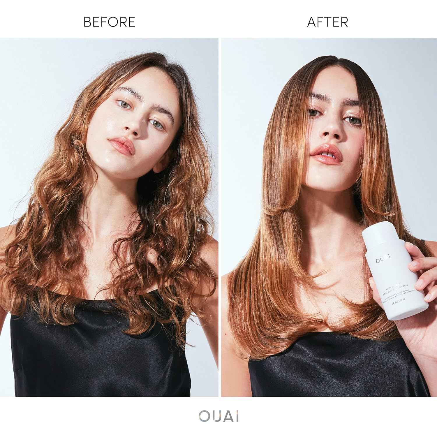 OUAI Hair Gloss - In-Shower Shiny Hair Treatment & Glaze with Frizz Control - Heat Protectant Infused with Hyaluronic Acid, Rice Water & Panthenol - Paraben, Phthalate & Sulfate Free (6 Oz)