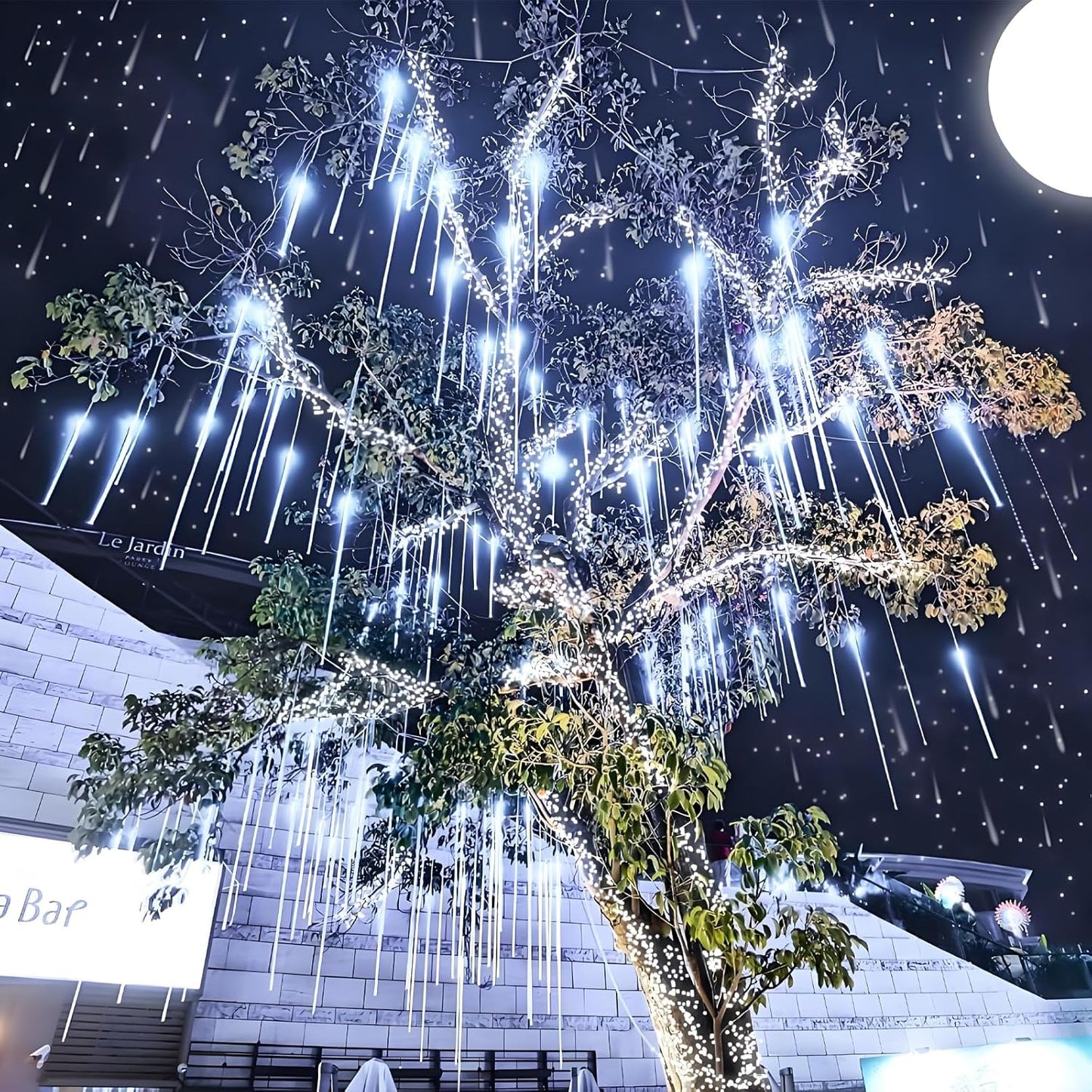 Aukora_Christmas_Lights_Outdoor_Meteor_Shower_Falling_Rain_Lights_12_inch_8_Tubes_192LED_Snowfall_Cascading_Icicle_String_Light_for_Xmas_Tree_Decor_Wedding_Party_Holiday_Window_Garden,_UL_Plug,_White