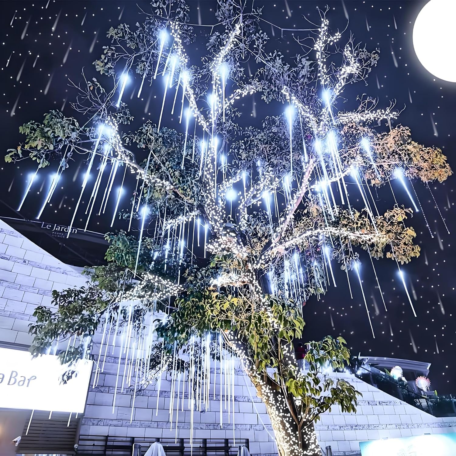 Aukora_Christmas_Lights_Outdoor_Meteor_Shower_Falling_Rain_Lights_12_inch_8_Tubes_192LED_Snowfall_Cascading_Icicle_String_Light_for_Xmas_Tree_Decor_Wedding_Party_Holiday_Window_Garden,_UL_Plug,_White