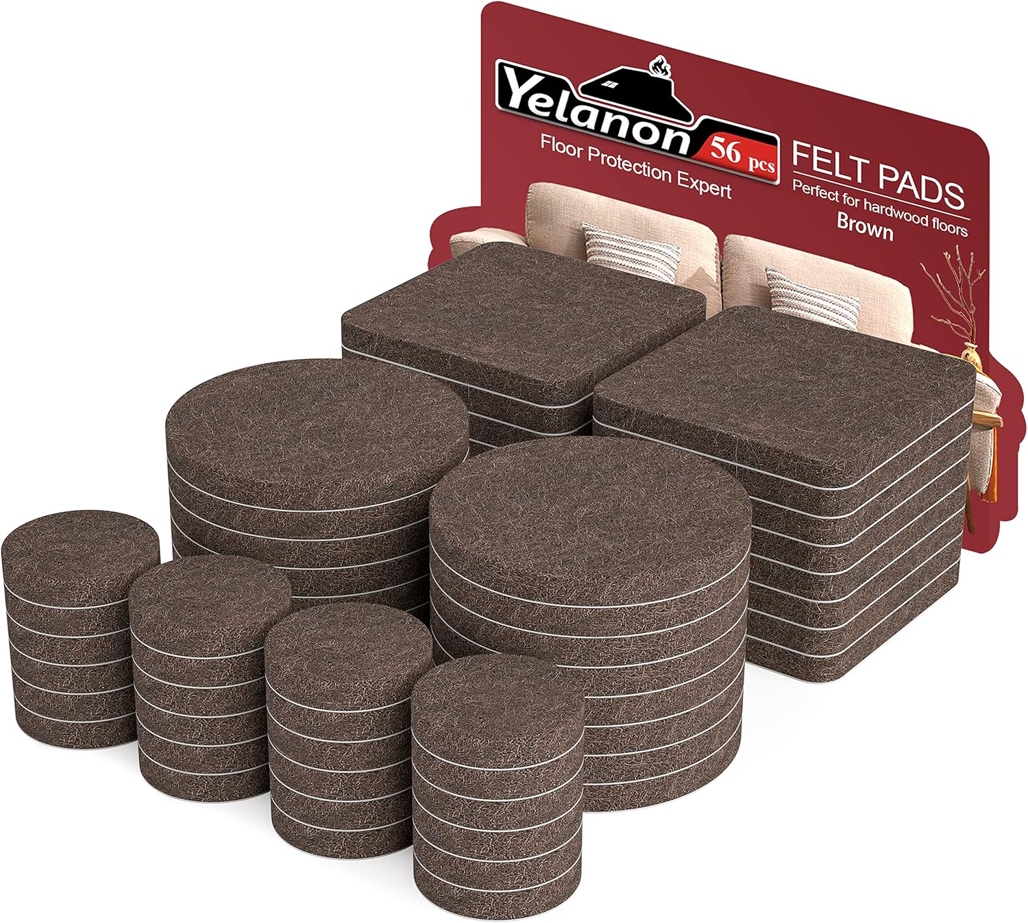 Yelanon_Felt_Furniture_Pads_-56_Pcs(1+2)”_Premium_Felt_Pads_for_Chair_Legs_Furniture,_Floor_Protectors_for_Hardwood_Floors,Brown