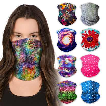 Sojourner Neck Gaiter, Bandana, Buff (9 Pack) - Face Cover for Men, Women, and Teens - Neck Warmer UV Sun Protection Gator