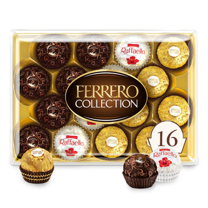 Ferrero Collection Gourmet Gift Box, 16 Assorted Chocolates with Dark Chocolate, Coconut, and Milk Chocolate, 6.1 oz