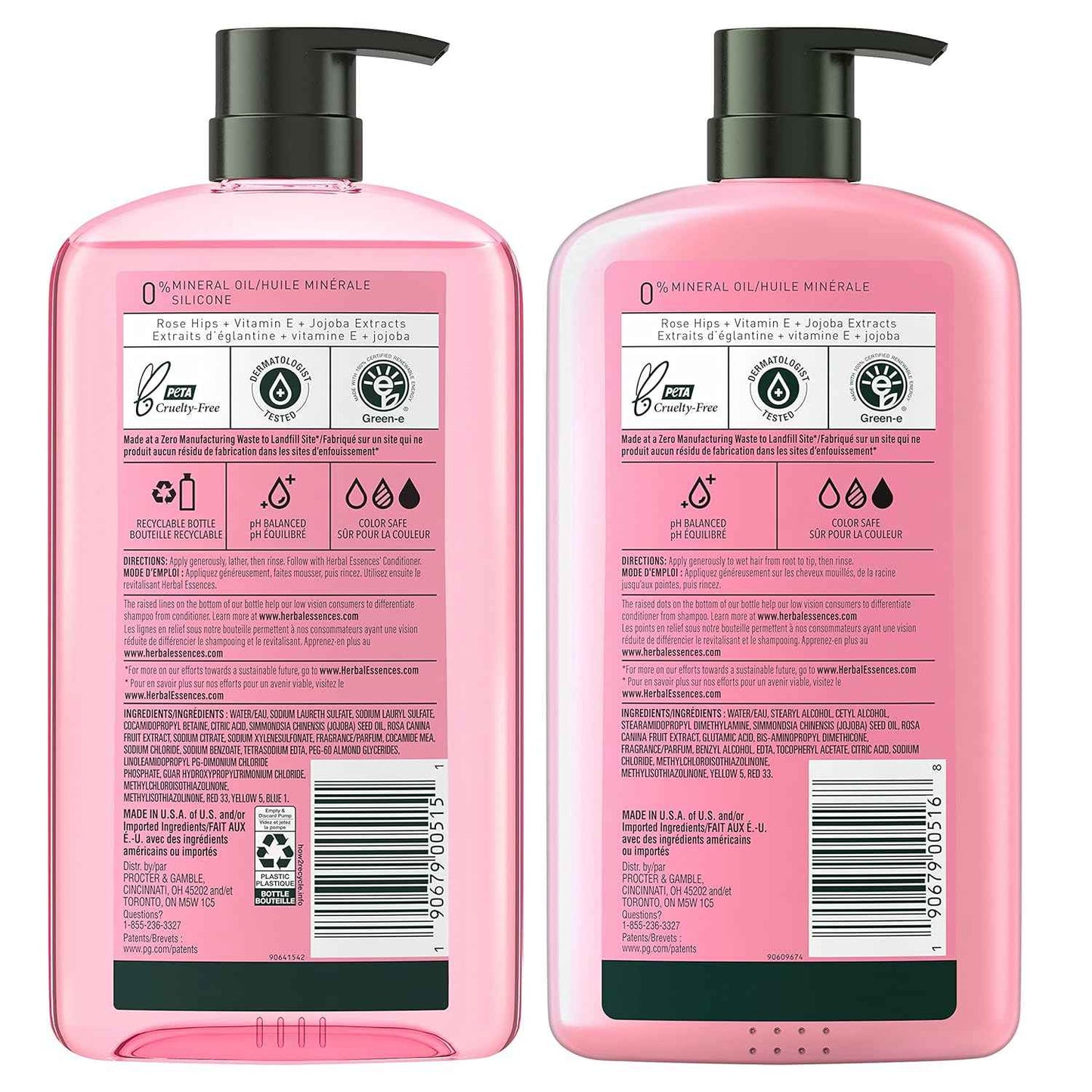 Herbal Essences Shampoo & Conditioner Set, Rose Hips - Smooth Collection, Paraben-Free, Color-Safe, Shiny Hair with Jojoba & Vitamin E, 29.2 Fl Oz Each, 2-Pack