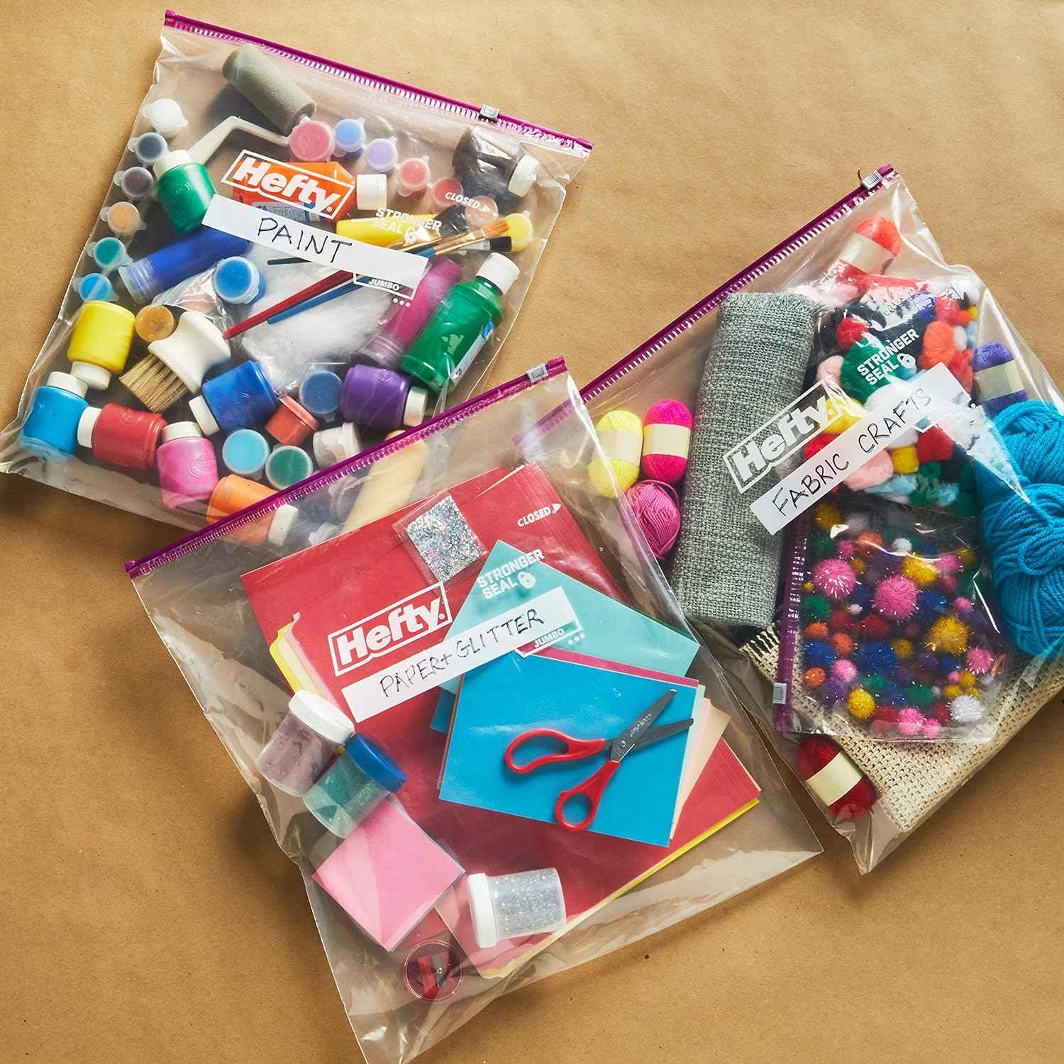 Hefty Slider Jumbo Storage Bags, 2.5 Gallon Size