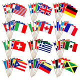 100 Countries International World Flags on Wooden Stick Small Mini Hand Held Flags for Sports Events,International Festival,5x8 Inch