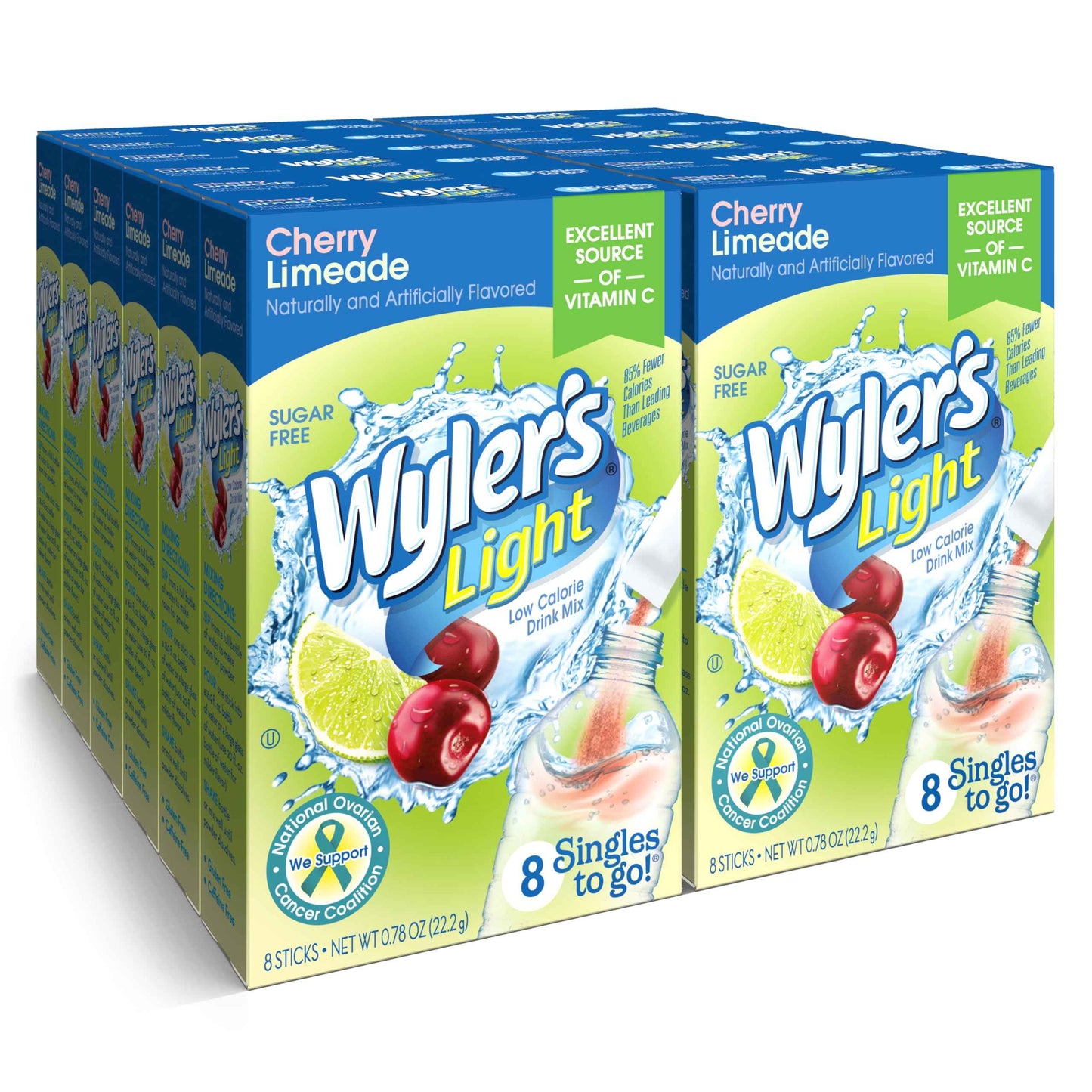 Wyler's Light Singles To Go Powder Packets, Water Drink Mix, 12 Boxes, 8 Servings per Box, 96 Total Servings