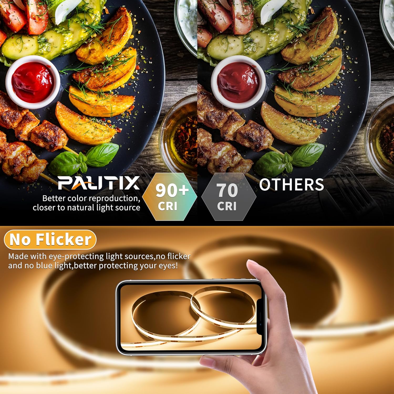 PAUTIX_5V_COB_LED_Strip_Light_USB_Powered,_6.56–9.84FT_Dimmable_Warm_to_Cool_White_(2700K–6000K),_CRI90+_640_LEDs_1200lm,_Flexible_Under_Cabinet_&_TV_Backlight_for_Home_DIY_Lighting