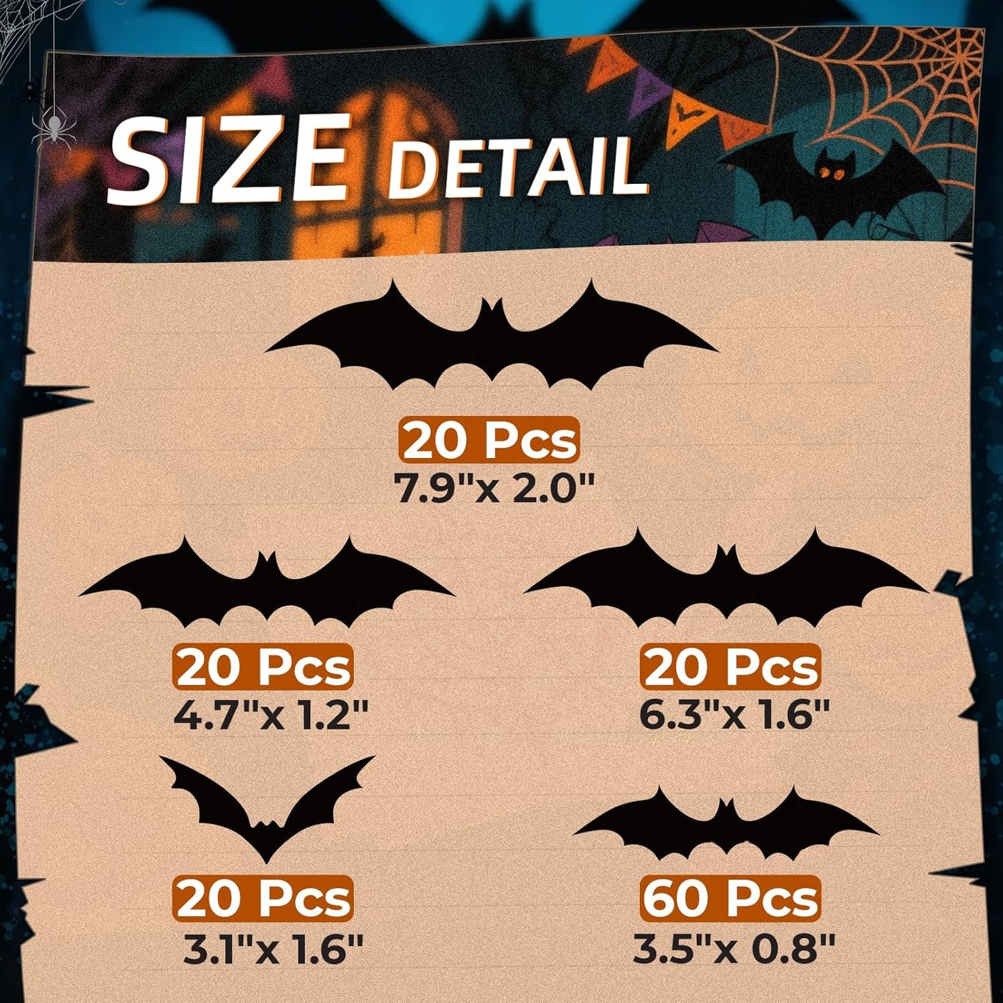 140Pcs_Bats_Halloween_Decor,_Spooky_Halloween_Party_Supplies_Stickers,_3D_Bats_Wall_Decal,_Cute_Halloween_Decorations_Indoor_for_Bedroom,_Bathroom,_Home,_Door,_Window,_Office