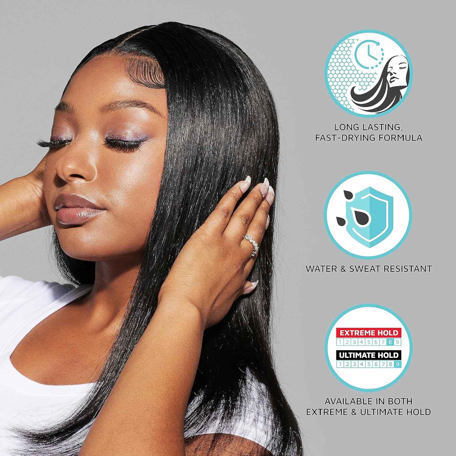 KISS Colors & Care Lace Bond Adhesive Spray Ultimate Hold 11.1 oz. - Adhesive for Lace Frontals, Sweat Proof, Water-Resistant, Fast Drying, Efficient Nozzle, Convenient, Super Secure for All Day