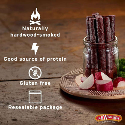Old Wisconsin Sausage Snack Sticks, Naturally Smoked, Ready to Eat, High Protein, Low Carb, Keto, Gluten Free