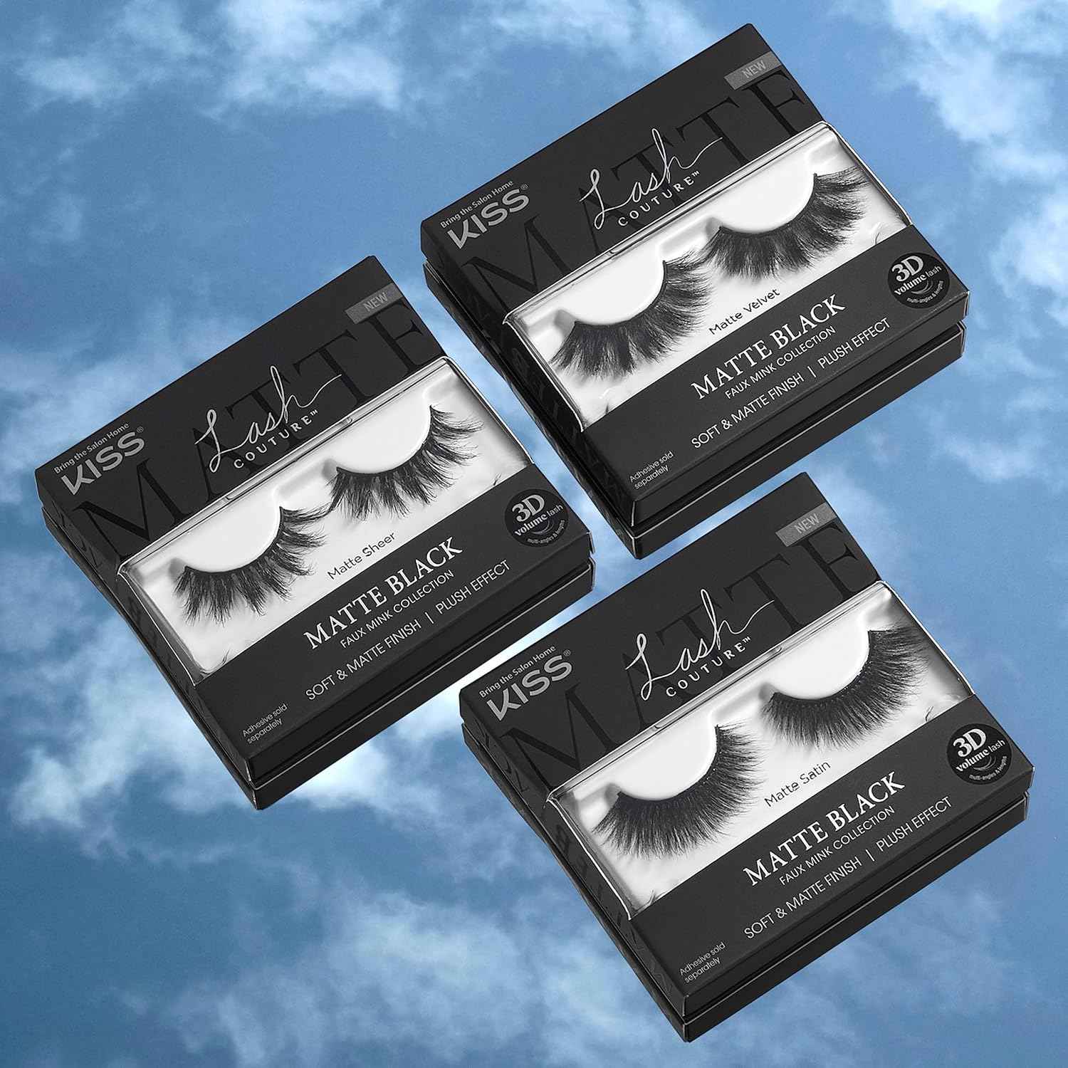 KISS Matte Black, False Eyelashes, 16mm, Includes 1 Pair Of Lash, Easy to Apply, Reusable Lash Clusters