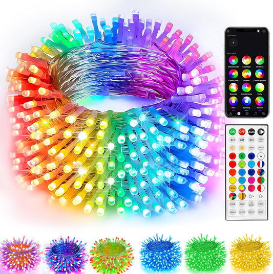 TW_SHINE_Smart_Christmas_Lights,_100_LED_33FT_Color_Changing_Halloween_String_Lights_Clear_Wire_with_Remote_&_APP,_Waterproof_RGB_Christmas_Tree_Light_for_Outdoor_Indoor_Decorations
