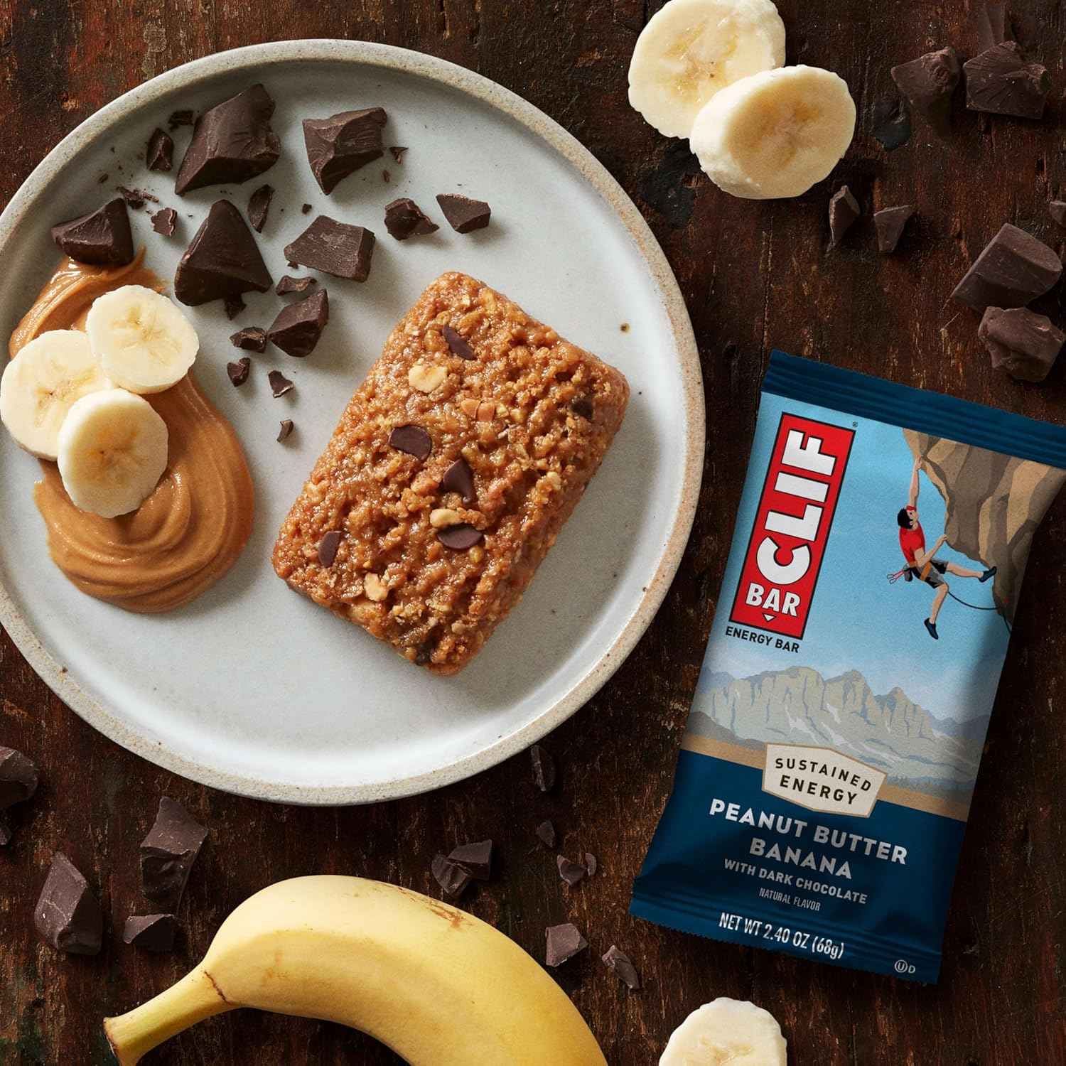 CLIF BAR - Energy Protein Bars - Peanut Butter Banana with Dark Chocolate - Made with Organic Oats - Energy Bars - Non-GMO