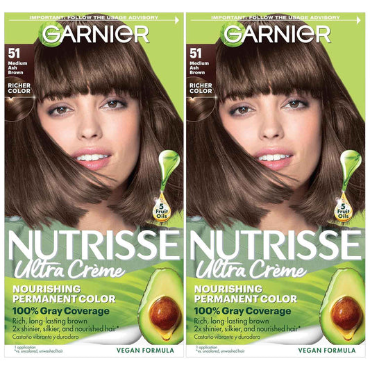 Garnier Nutrisse Ultra Crème Hair Color, Permanent Hair Dye with 100% Gray Coverage, Vegan & Cruelty-Free