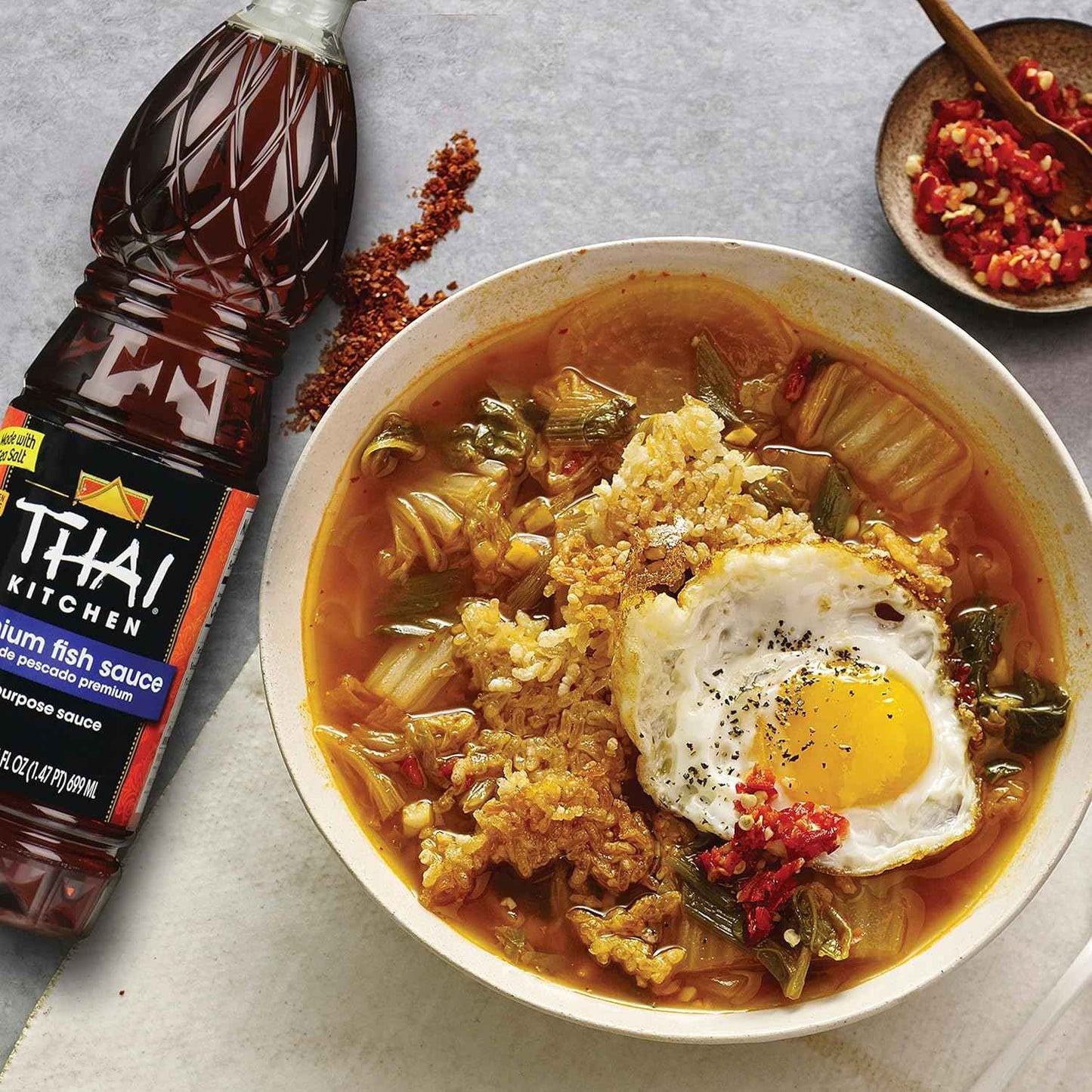 Thai Kitchen Premium Fish Sauce, 23.66 fl oz - One 23.66 Fluid Ounce Bottle of Fish Sauce Crafted for Dressings and Marinades for a Sweet, Tangy and Spicy Flavor