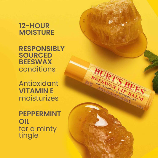 Burt's Bees Back To School Gift Ideas, Lip Balm - Lip Moisturizer With Responsibly Sourced Beeswax, Natural Origin Conditioning Lip Treatment