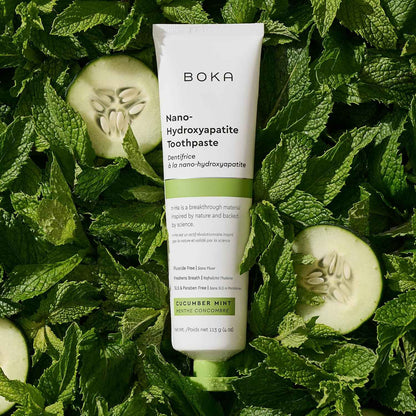 Boka Fluoride Free Toothpaste, Nano Hydroxyapatite Toothpaste, Appropriate for Sensitive Teeth - for Adult, Kids Oral Care - Cucumber Mint Flavor, 4 Fl Oz 1Pk