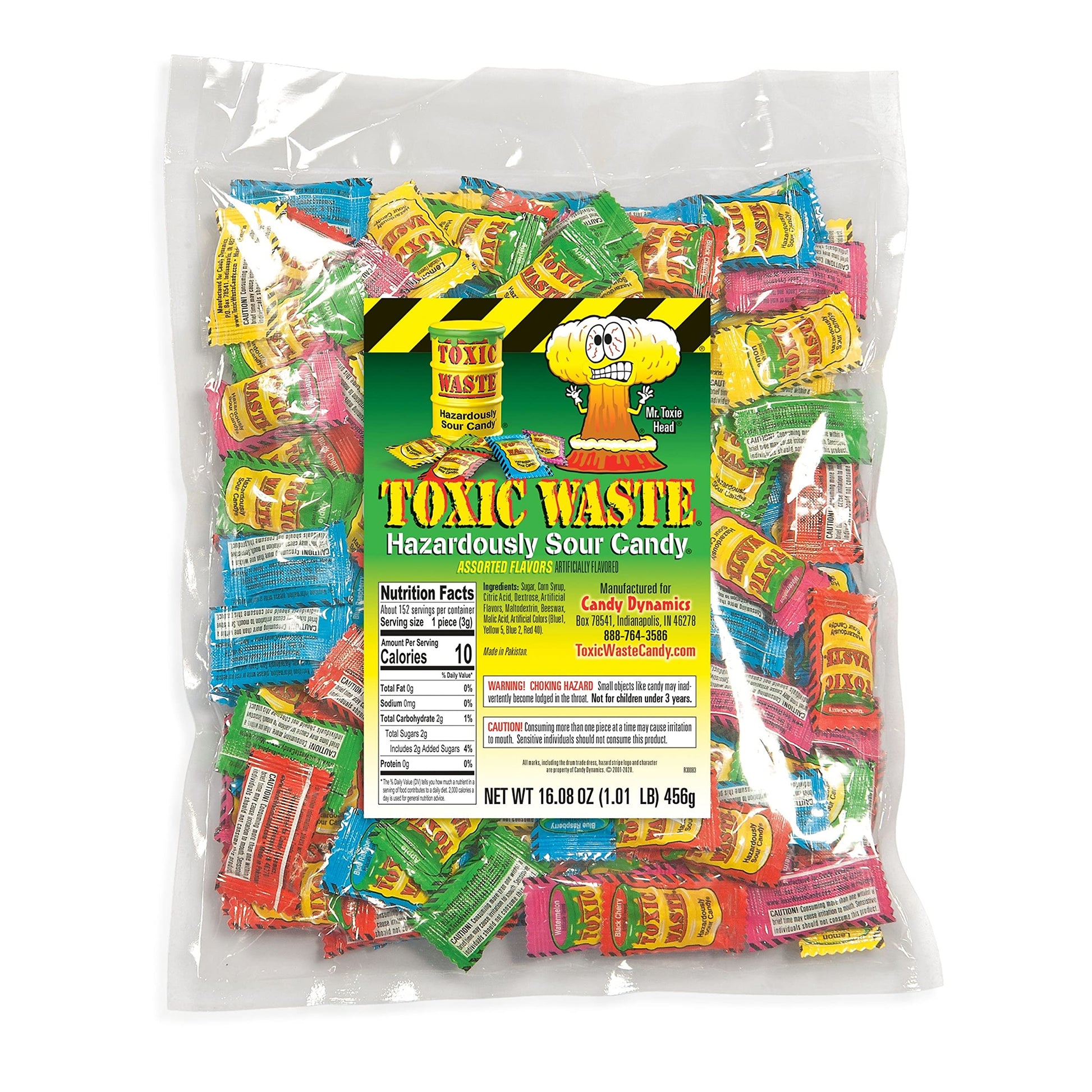 TOXIC WASTE - Hazardously Sour Candy - Apple, Watermelon, Lemon, Blue Raspberry, &amp;amp; Black Cherry Flavors - 1 lb. Bag