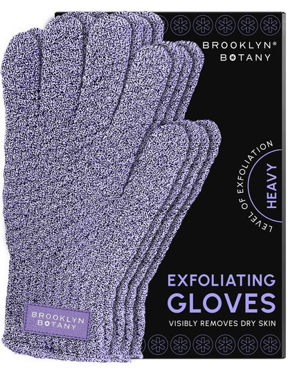 Brooklyn Botany Exfoliating Gloves for Bath and Shower – Heavy Duty Exfoliating Body Scrubber for Massage and Dead Skin Remover for Body – 2 Pairs