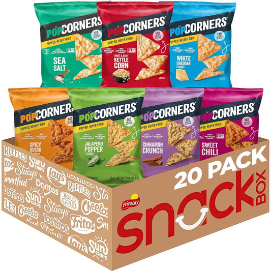 PopCorners Popped Corn Chips, 1 oz Bags, (20 Pack), Gluten Free, No Artificial Colors, No Artificial Flavors