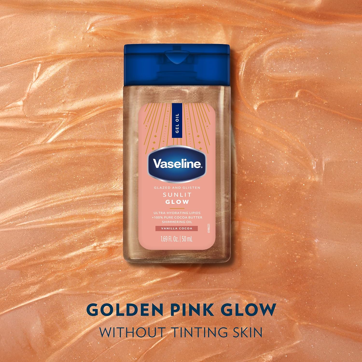 Vaseline_Glazed_and_Glisten_Sunlit_Glow_Body_Gel_Oil,_Ultra-Hydrating_Lipids_with_100%_Pure_Cocoa_Butter_and_Shimmering_Oil,_Vanilla_Cocoa_Scent,_1.69_Fl_Oz,_3_Pack