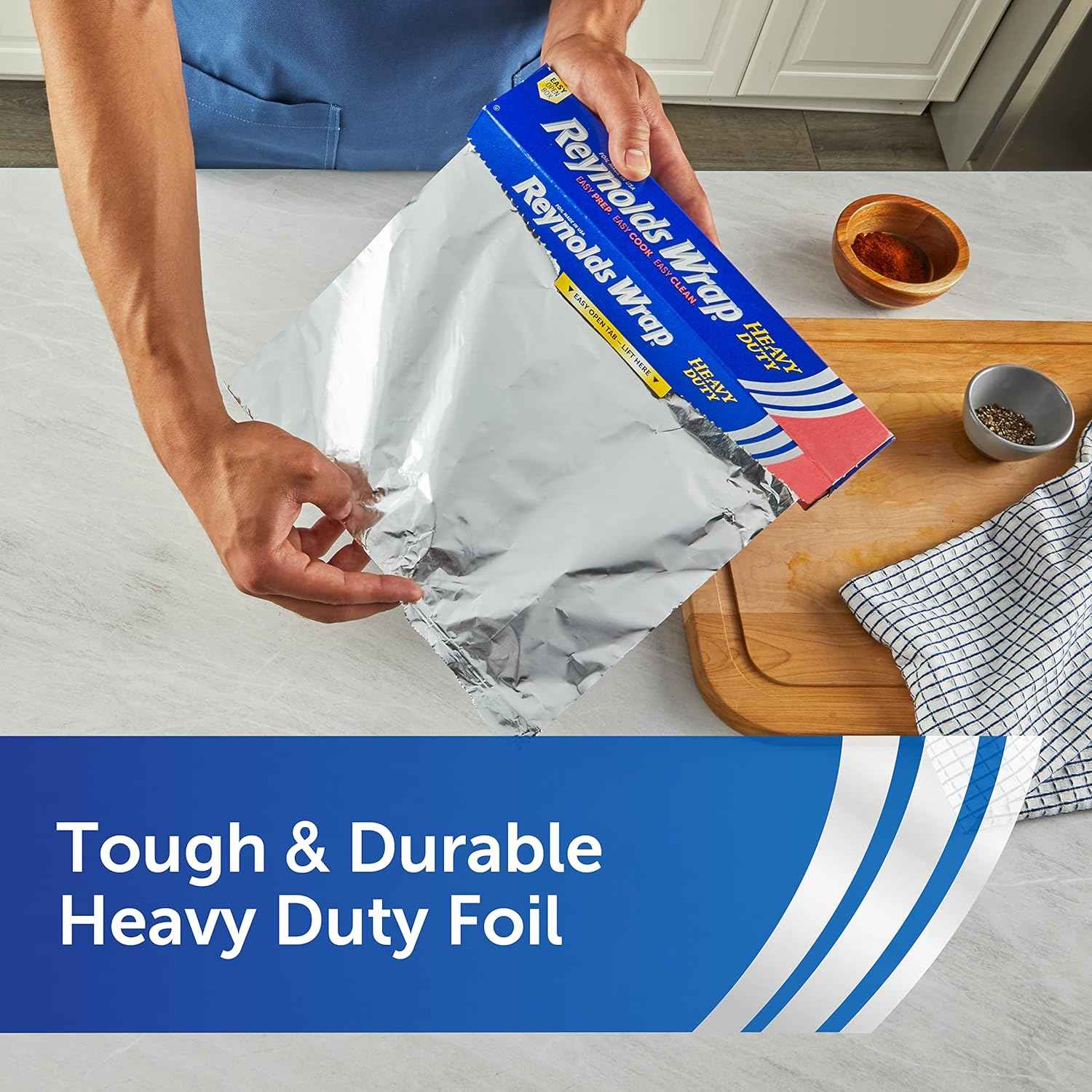 Reynolds Wrap Aluminum Roll, Thick Heavy Duty Foil for Added Strength and Durability, Secure Easy Open and Close Tab
