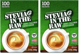 Stevia In The Raw, Plant Based Zero Calorie, No Erythritol, Sugar Substitute, Sugar-Free Sweetener for Coffee, Hot & Cold Drinks, Suitable For Diabetics, Vegan, Gluten-Free, 100Count Packets (1 Pack)