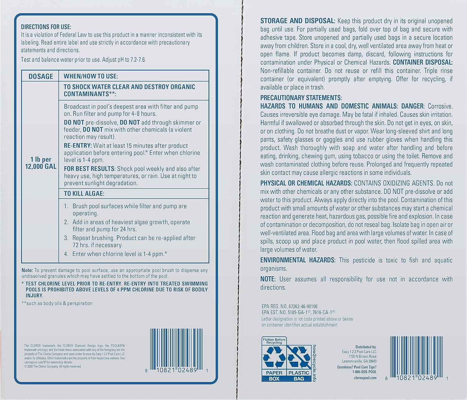 Clorox® Pool&Spa™ Shock XTRABLUE® Plus, Kills Bacteria & Algae in Swimming Pools, Swim-Ready in 15 Minutes